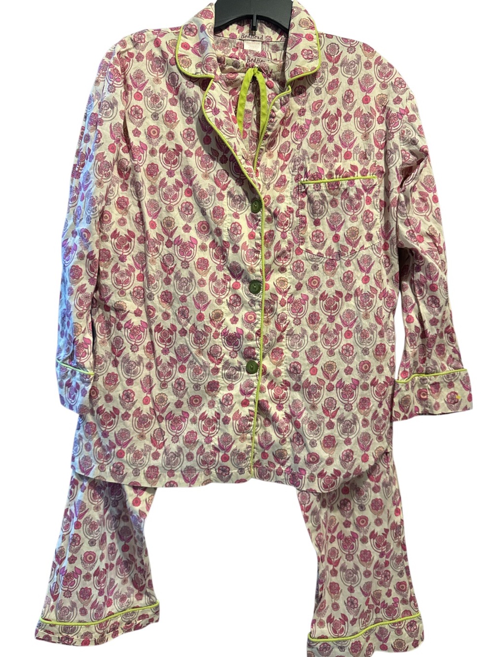BedHead Floral Long Sleeve Pajama Set Sz S Fine Cotton